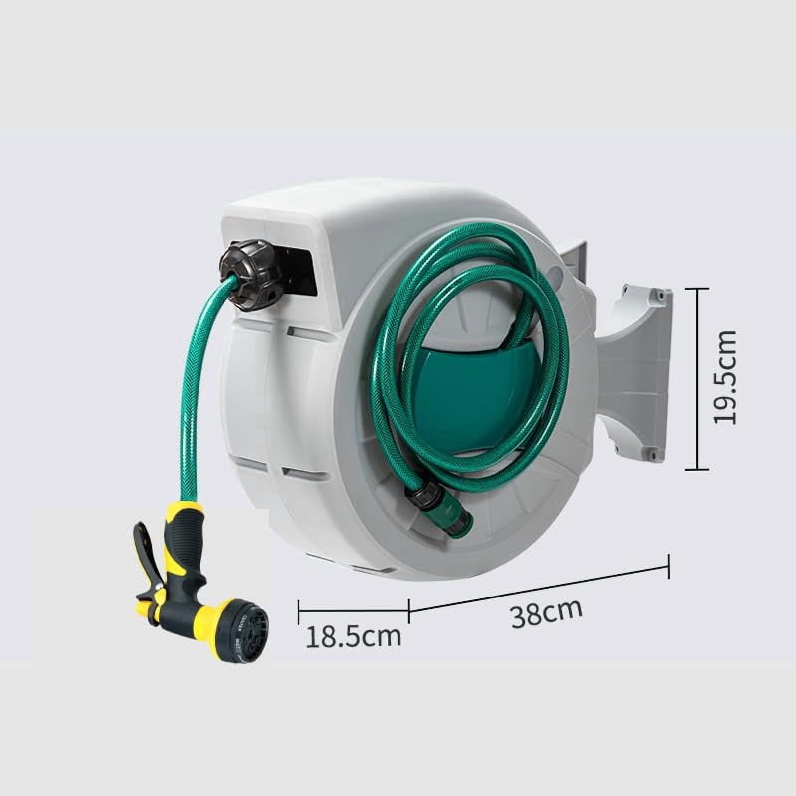 Heavy Duty Retractable Garden Hose Reel 1/2" x 65FT – Wall Mounted, 180° Swivel, Auto Rewind, Anti-Kink PVC, 8-Design Nozzle – Outdoor Watering, Car Wash, Pet Bath – 20 Meters
