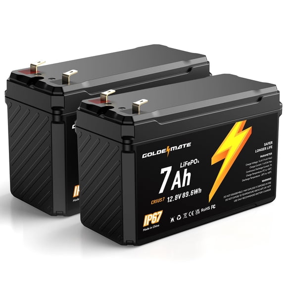 Batería de ciclo profundo GOLDENMATE 12V 7Ah LiFePO4 (2 paquetes)