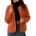 thumbnail image 6 of Sheghy Womens Denim Jacket Inspired Crew Neck Single Button Jacket - Solid Long Sleeve Winter Orange L, 6 of 6