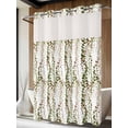 thumbnail image 2 of No Hook Shower Curtain with Snap-in Liner, Green Pink Weeping Eucalyptus Waterproof Fabric Bathroom Curtains, Spring Summer Farmhouse Leaves Bath Curtains & Mesh Top Window Stall 48"x72", 2 of 9