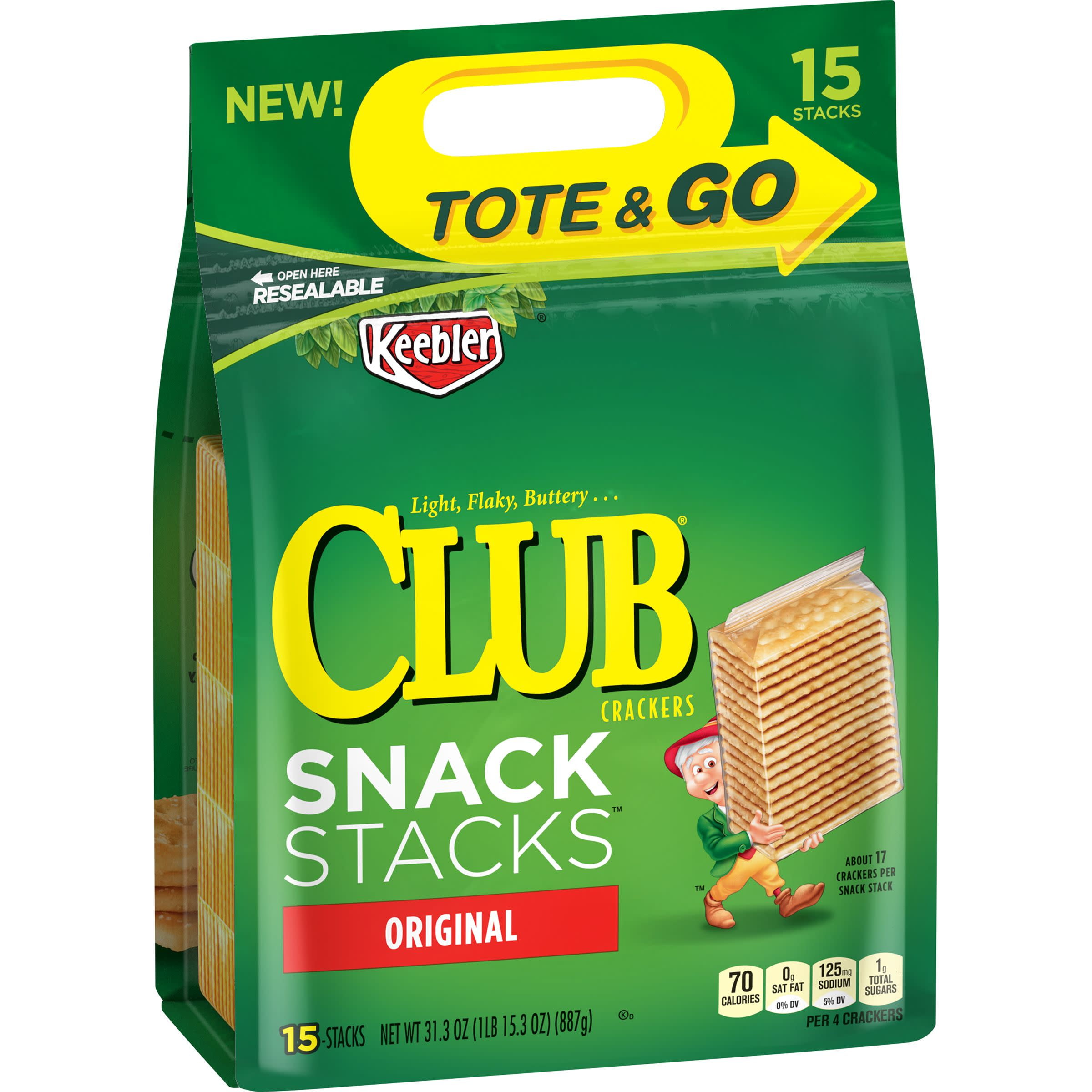 Keebler Club Crackers, Snack Stacks, Original, 31.3 oz, 15 Count