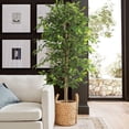 thumbnail image 6 of Artificial Ficus Tree, 6FT Fake Ficus Tree Plant with Warm White String Lights, Tall Fake Plant Potted Faux Tree Indoor Outdoor Home Office Decor Floor Plants for Living Room (71 in), 6 of 8