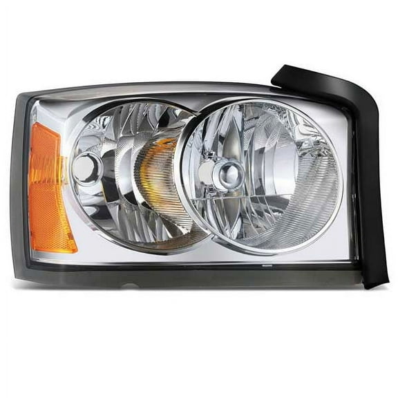 For 06-07 Dakota Pickup Headlight Headlamp Head Light Chrome w/Bulb Right Side