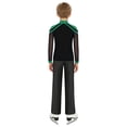 thumbnail image 2 of TSSOE Kids Boys Figure Ice Skating Clothing Sets Sparkly Dance Outfit Rhinestone Top And Pants Training Suits Green+Black 12, 2 of 7
