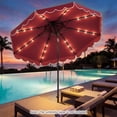 thumbnail image 3 of Costway 10 FT Solar LED Patio Umbrella, Push-Button Tilt & Crank, 24 LED Lights & 8 Ribs Red, 3 of 10