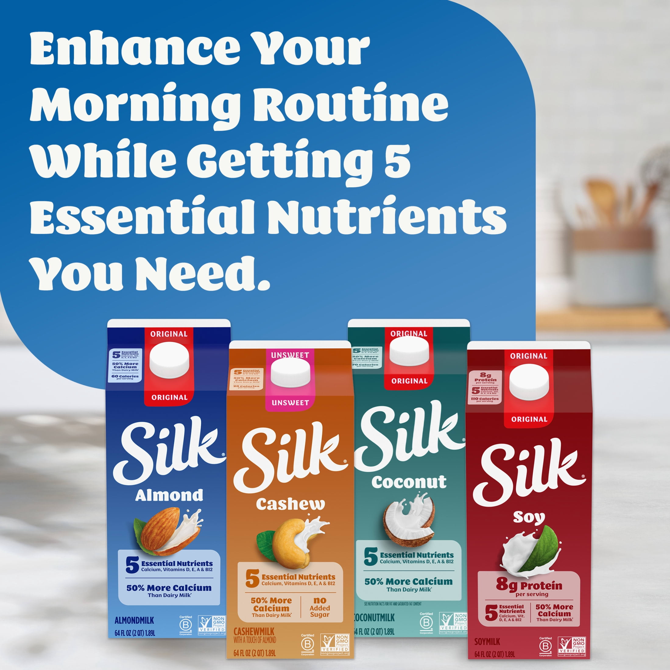 Silk Dairy Free, Gluten Free, Original Coconut Milk, Plant Based Milk Half Gallon, 64 fl oz