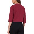 thumbnail image 3 of INSPIRE CHIC Blazers for Women's Open Front 3/4 Sleeve Crew Neck Work Office Suit Jackets Blazer XS Dark Red, 3 of 6