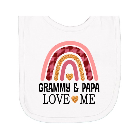 Inktastic Grammy and Papa Love Me Granddaughter Rainbow Newborn Bib