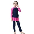 thumbnail image 6 of HXWCHs Moisture Wicking Girls Bathing Suit Full Coverage Long Sleeve Rash Guard and Swim Shorts Sun Protective Swimwear for Girls UPF 50 12-13 Years Blue, 6 of 7