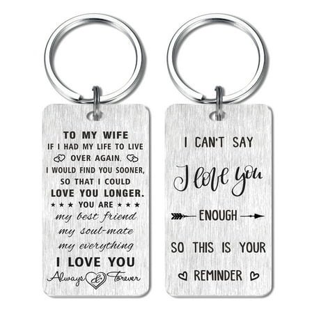 Yobent Gifts for Wife, Wife Keychain Gifts for Her Made of Stainless Steel