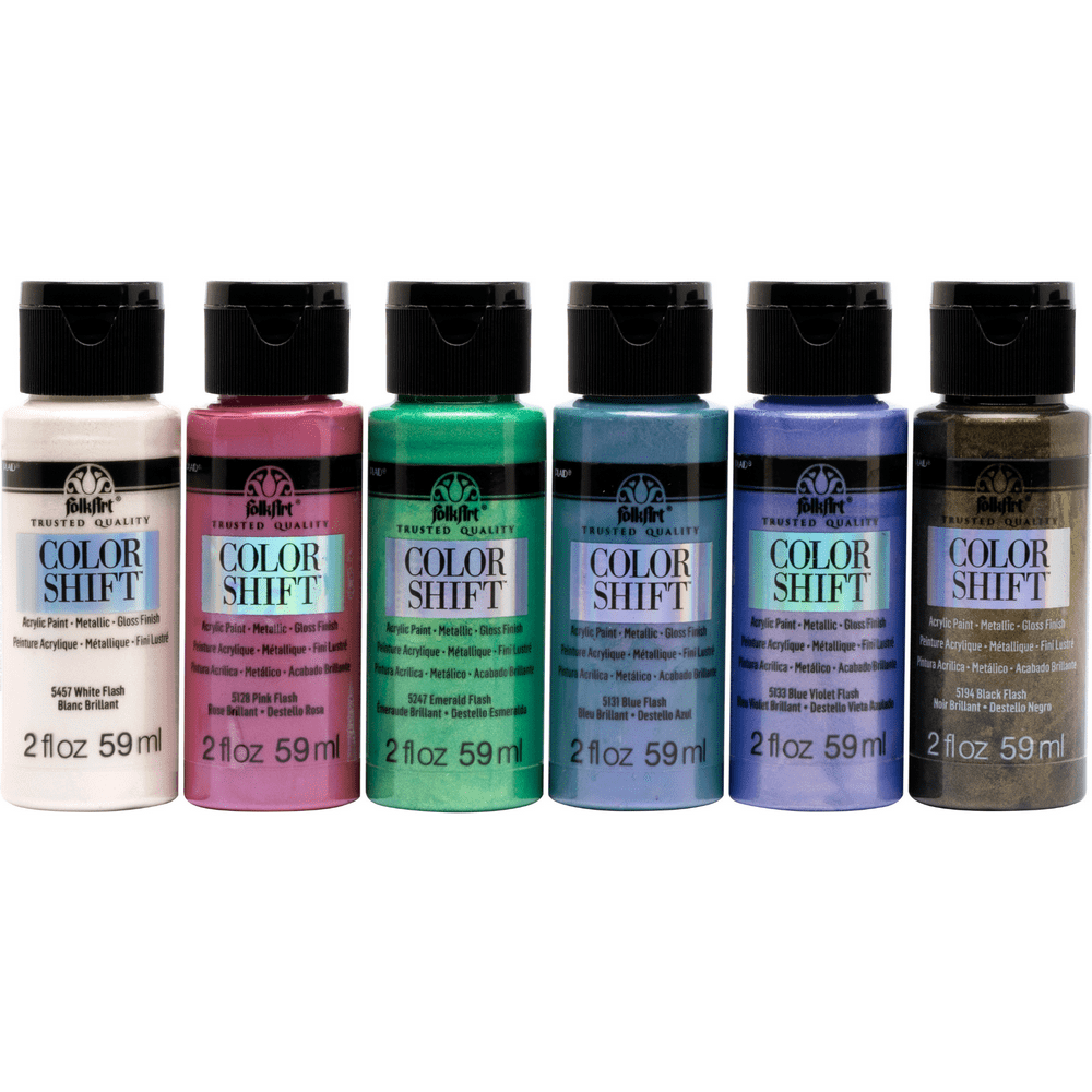 FolkArt Acrylic Paint Set, Color Shift Metallics, Gloss Finish, 6