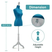 Female Mannequin Torso Mannequin Body Dress Form Mannequin Height Adjustable 49.6-63.4 Inch with Wooden Tripod Stand for Window Display Store Dress Jewelry Display Sewing (Blue)