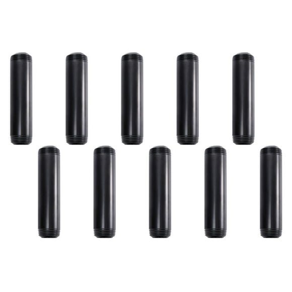34 x 6 Black Painted Iron Pipe Home TZH 10 Pack Threaded Black Paint Finish Metal Pipe Nipple for DIY ProjectFurnitureShelving Decoration(10 6)