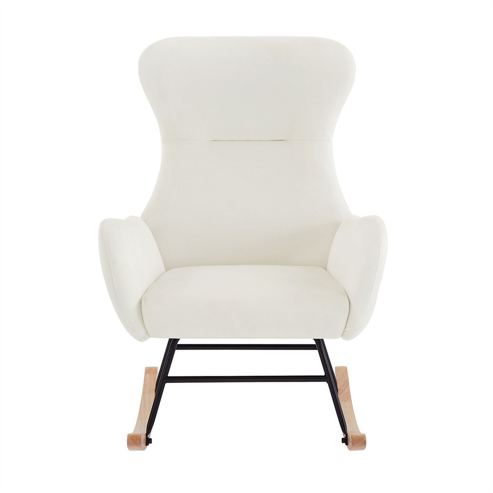 Virabit Teddy Fabric Rocking Glider Chair - Modern Yellow, High Back, Supports 250 Lbs, Easy Assembly