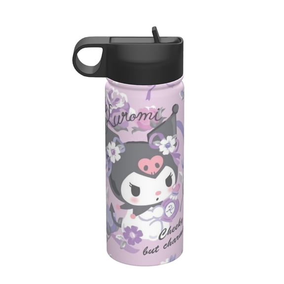 18 Oz Sports Water Bottle Vacuum Insulated, Kuromi Stainless Steel Leak Proof Double wall for Sports Gym Travel