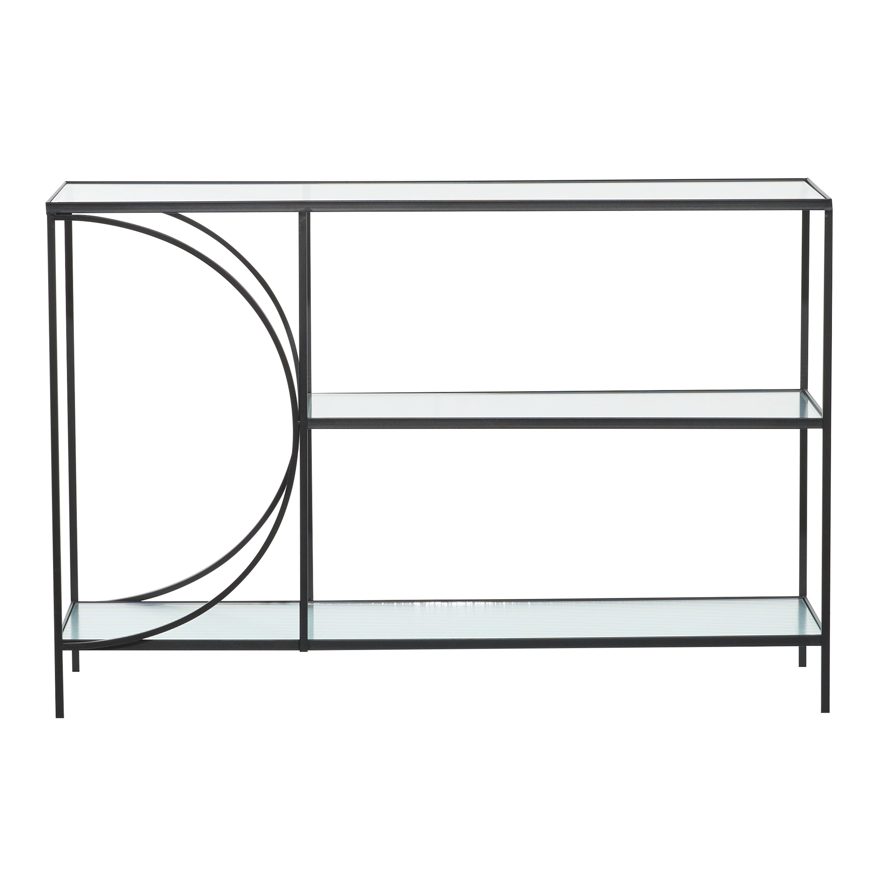 DecMode 32" x 48" Black Metal Industrial Console Table