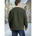 thumbnail image 5 of MANSDOUR Men's Winter Fleece lined Jacket Cotton Warm Sherpa Cargo Jackets Thermal Lapel Trucker Work Coat Army Green L, 5 of 7