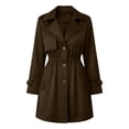 thumbnail image 5 of XPMWRP Women's Cinched Waist Trench Coat, Notched Lapel Mid Length Lightweight Windbreaker Jacket with Pockets Brown XL, 5 of 8