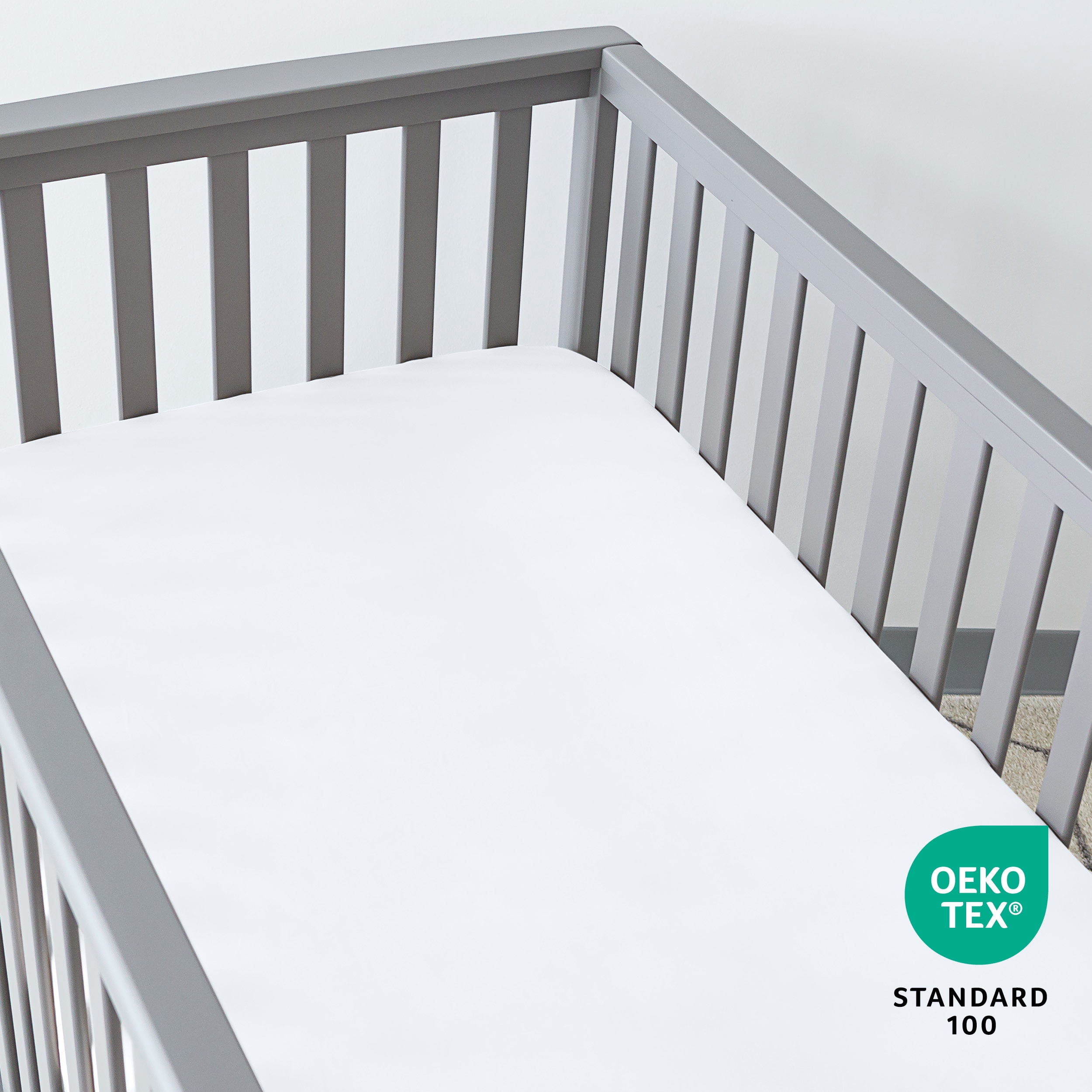 Bare Home 2 Pack Fitted Sheets - Premium 1800 Collection - Ultra Soft - Crib, Cloud Grey/White