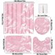 thumbnail image 3 of Juego de baño de mármol negro | Juego de 4 cortinas de ducha con alfombrilla antideslizante, tapa de inodoro y 12 ganchos | Tejido de poliéster impermeable para niños y adultos, 3 of 6