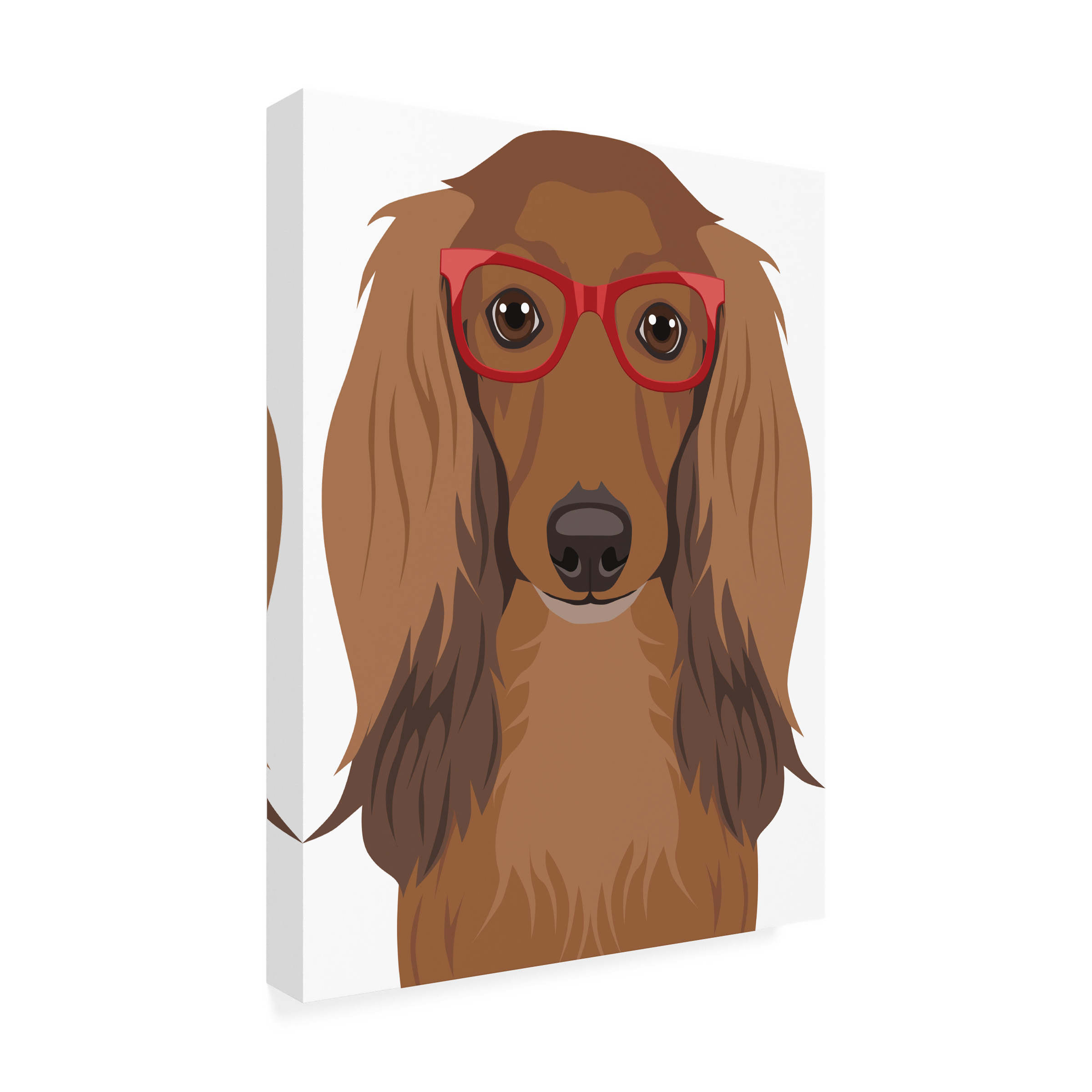 Furbaby Affiliates 'Long Haired Dachshund Wearing Hipster Glasses' Canvas Art