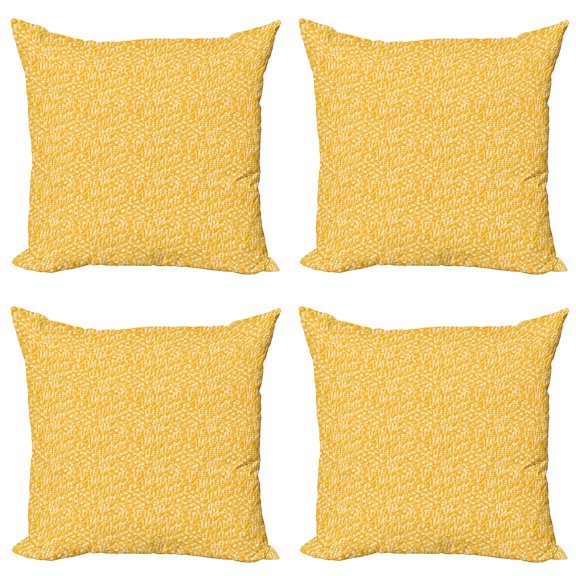 Ambesonne Botanical Throw Pillow Cover 4 Pack, Summer Leaves Branches, 18", Orange and White