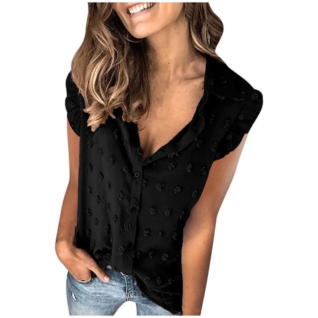 Pompotops Cardigan Sans Manches à Volants Col Rabattu pour Femmes