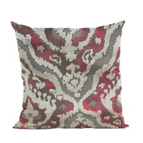 Plutus Tribal Harmony iKat Gray Burgundy Taupe Velvet Luxury Throw Pillow