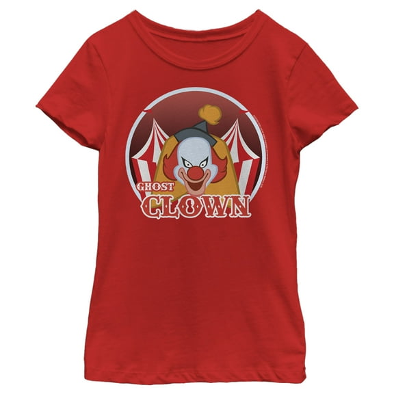 Girl's Scooby Doo Ghost Clown  Graphic Tee Red Large