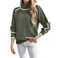 thumbnail image 1 of SGMVNU Chandails d'Automne pour Femmes Tendance 2025 Mignon Col Roulé Manches Longues Bloc de Couleur Tricot (Vert, G), 1 of 6