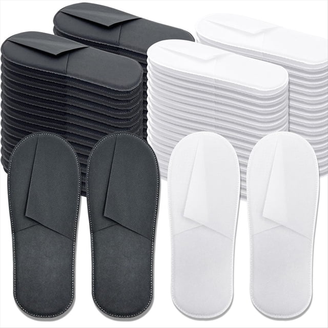 50 Pares de Pantuflas Desechables Al por , 25 Blancas y 25 Grises, para Hotel y Spa, Cerradas para Viaje A Casa.