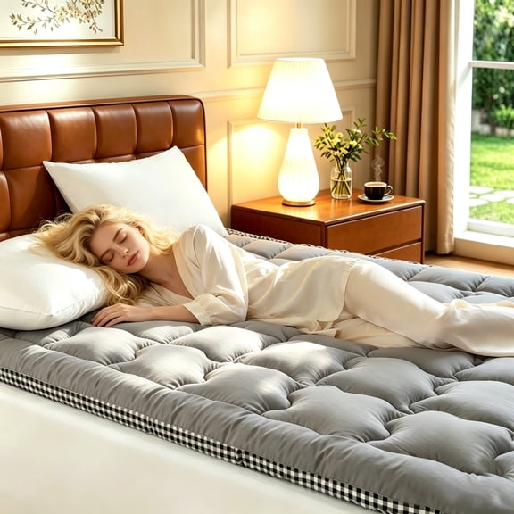 Soft Breathable 800GSM Mattress Topper, Foldable Roll Up Floor Tatami Sleeping Pad, Portable Mattress for Guest Bed, Sofa, Camping, Great Christmas Thanksgiving New Year Bedroom Gift