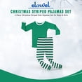 thumbnail image 3 of Elowel Matching Family Christmas Pajamas - Green Top & Striped Pants 2-Piece Set, 3 of 10
