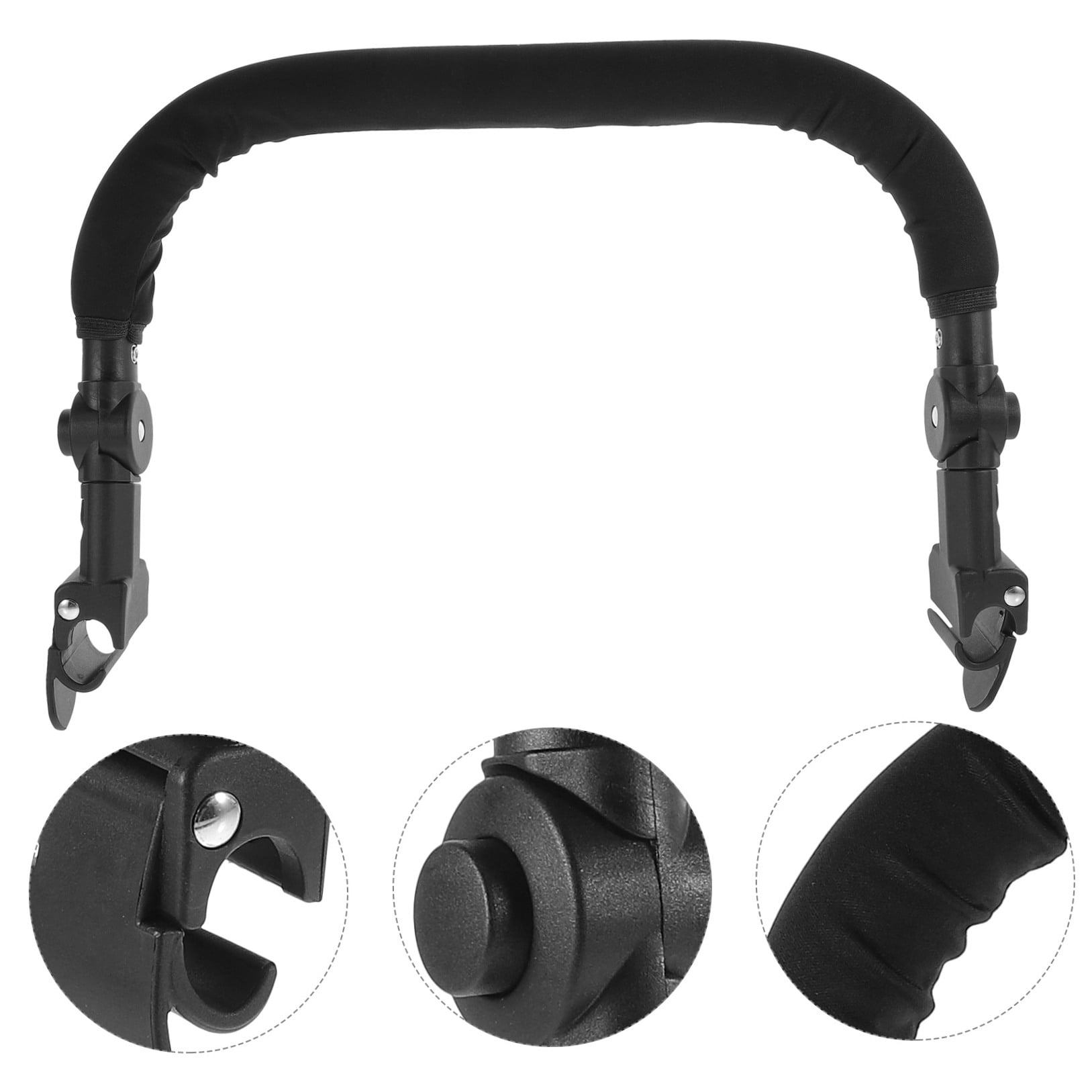 Beaupretty Universal Stroller Armrest Adjustable Handle Black Sponge 1Set