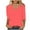 Watermelon Red, variant on Honeeladyy Women Solid Color Loose T-shirt 3/4 Sleeves Blouse V-Neck Casual Tops Long-Sleeved Tops