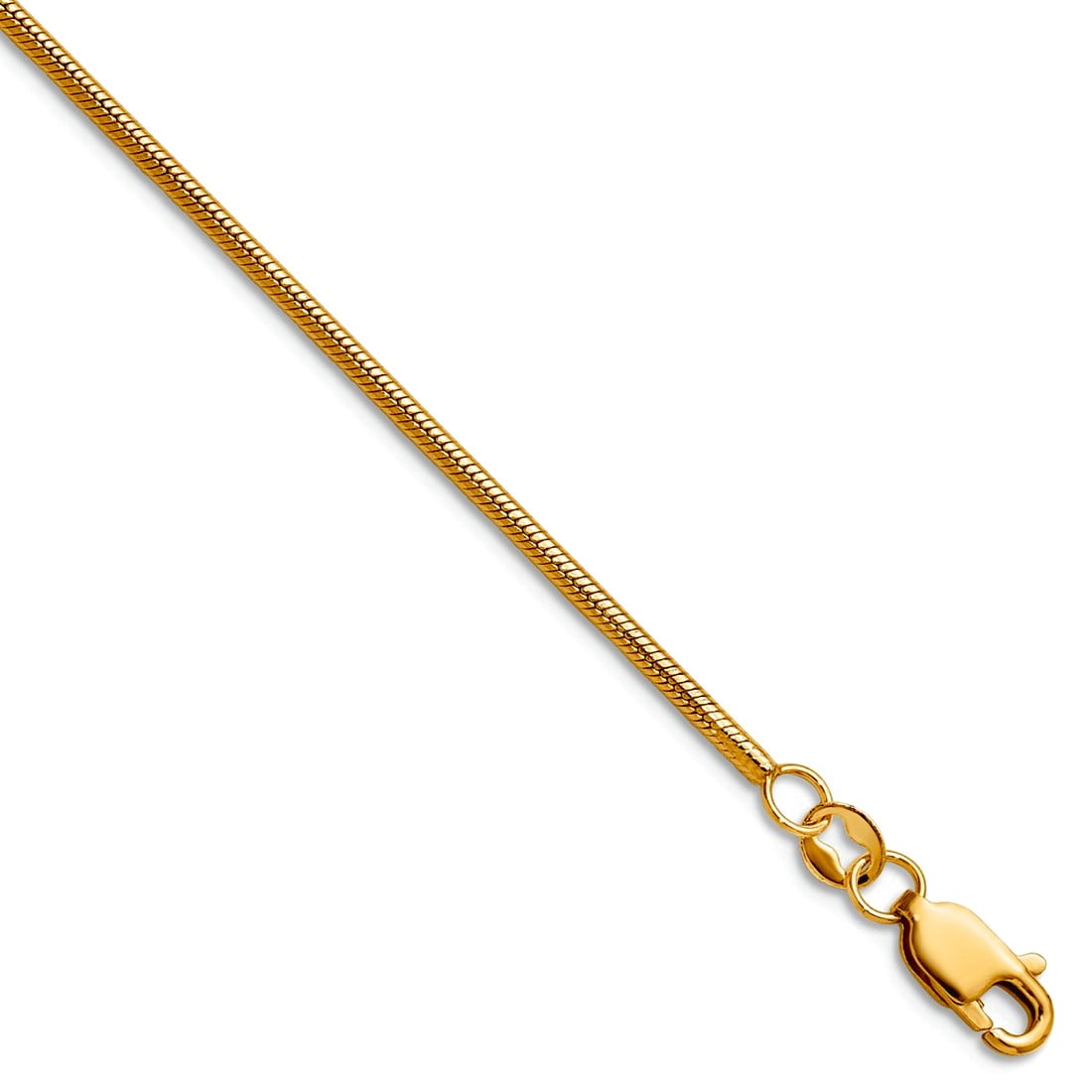 1/20 14k Gold Filled 1.50mm Snake With Lobster Clasp Chain Necklace 16 Inch Chain Necklace for Women and Men