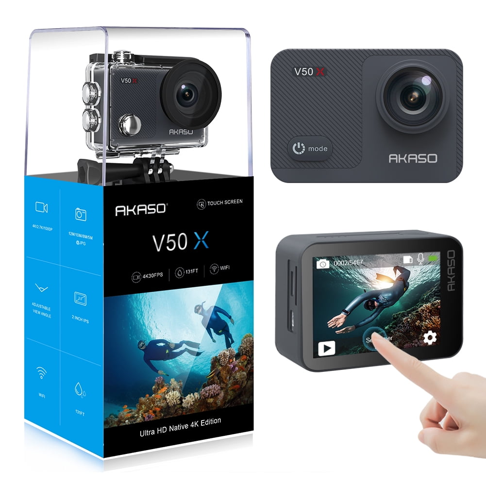 AKASO V50X WiFi Action Camera Native 4K30fps Cameras with EIS Touch