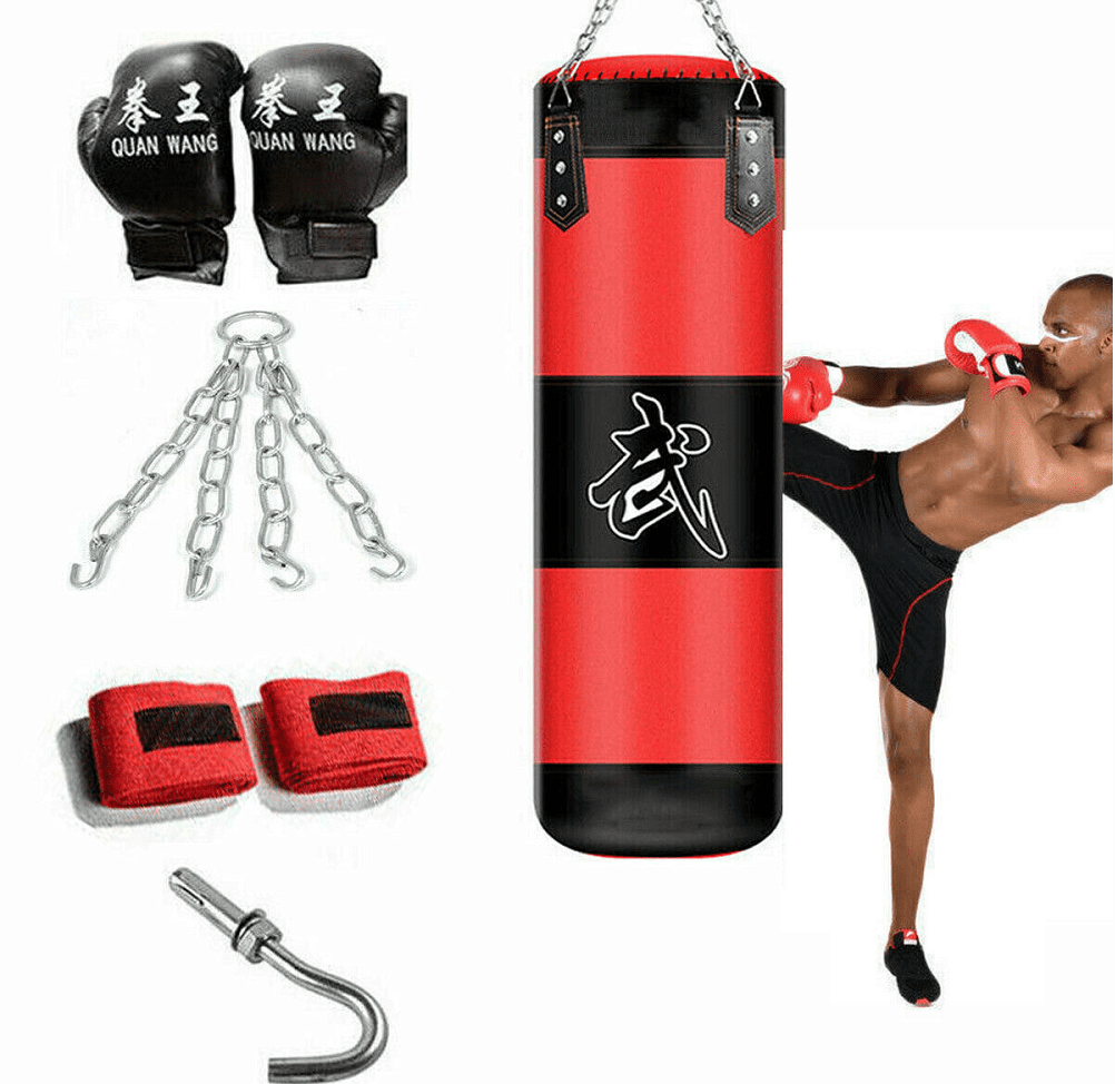 Boxing Kickboxing canvas  Punching bag" LAST PUNCH" w/chain & Punching gloves 