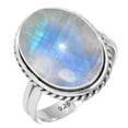 thumbnail image 1 of 925 Sterling Silver Ring For Women - Teens White Real Rainbow Moonstone Silver Ring June Birthstone Hand Made Silver Ring Size 8.5 Friendship Day Gift For Girl Friend 925 Silver Jewelry, 1 of 6