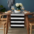 thumbnail image 2 of Black Striped Table Runner - 90 Inch Long, Kitchen Dining Table Runner Dresser Scarves, Modern Simple Monochrome Geometric White Farmhouse Decor for Coffee Tables Wedding Party Banquet, 2 of 8