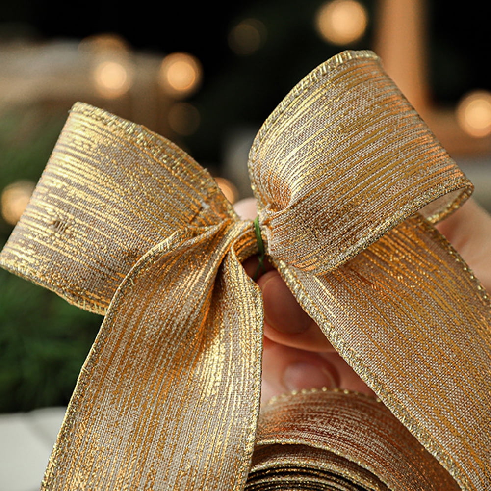 KYAIGUO Metallic Glitter Glitter Ribbon Rolls for Christmas Ribbons Crafts Weddings Sewing Reusable 2PCS