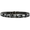 thumbnail image 3 of Snap On 1 1/2" Skull & Cross Bone Printed Punk Rock Studded Belt, 3 of 4