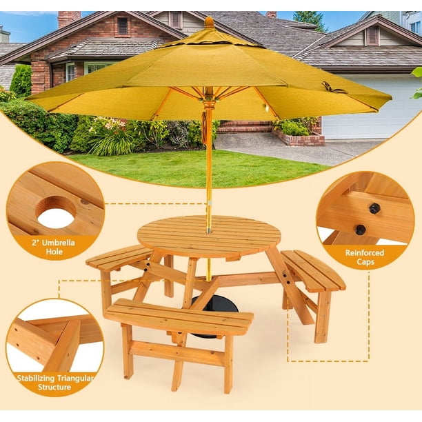 Ktaxon Outdoor Picnic Table Set for 6 Person, Wooden Table Set for