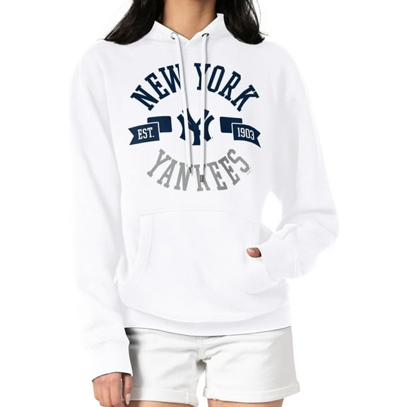 Women's G-III 4Her by Carl Banks White New York Yankees City Graphic Pullover Hoodie