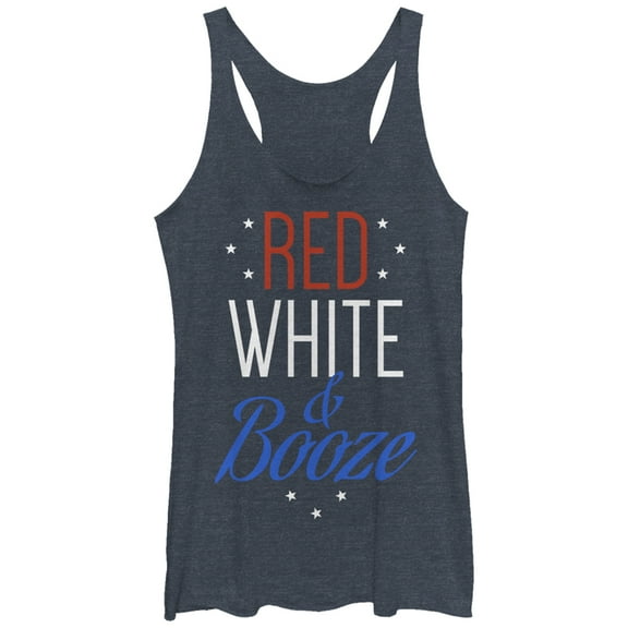 Women's CHIN UP 4th of July and Booze  Racerback Tank Top Navy Blue Heather Small