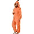 thumbnail image 5 of HappyYEE Womens Halloween Costume Pumpkin Flannel Jumpsuits, Fleece Long Sleeve Pajamas with Pockets, Zipper Hooded Onesie Pajamas for Festival Party Wear, 5 of 8