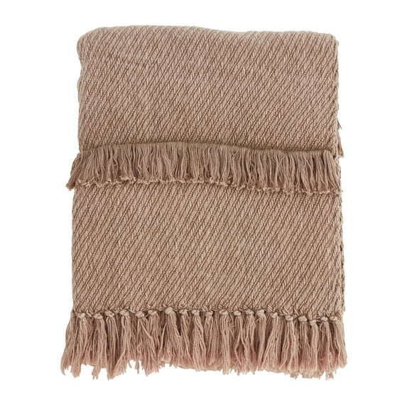 Fennco Styles Sevan Collection Bohemian Tufted Fringe 100% Cotton 50 x 60 Inch Throw – Taupe Throw Blanket