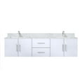 thumbnail image 3 of Geneva 72 in. W Glossy White Double Bath Vanity, Carrara Marble Top, and Faucet Set, 3 of 11