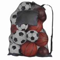 thumbnail image 1 of Ball Storage Bag Large Capacity Drawstring Design Zippered Front Pocket Mesh Fabric for Basketball Football, 1 of 7