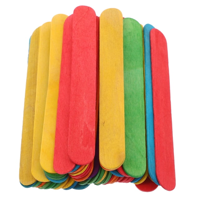 Raindrops 50pcs Tongue Depressors for Crafts for DIY Craft Projects Assorted Color Wooden Sticks